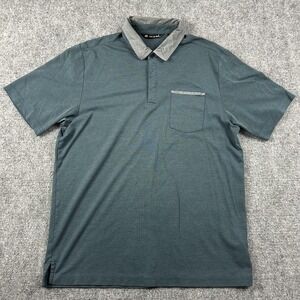Travis Mathew Polo Shirt Mens Large Blue Solid Contrast Collar Pocket Golf Top